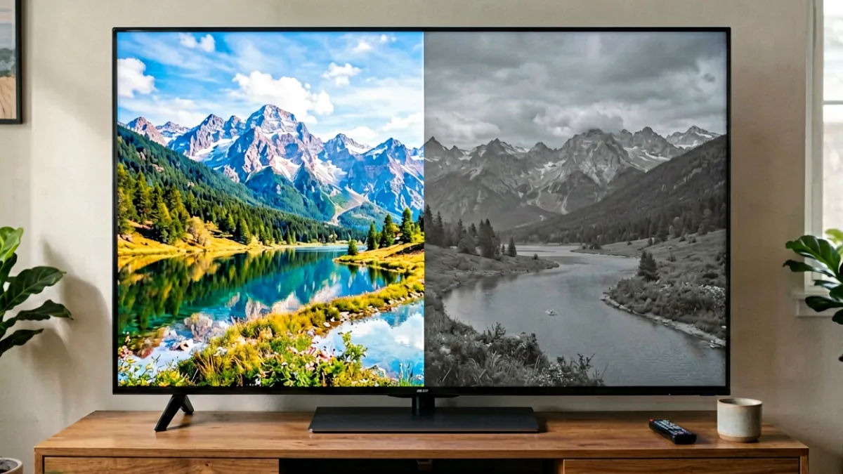 黑桃视频在电视大屏上播放4K HDR内容，与普通平台画质差异的实测对比场景